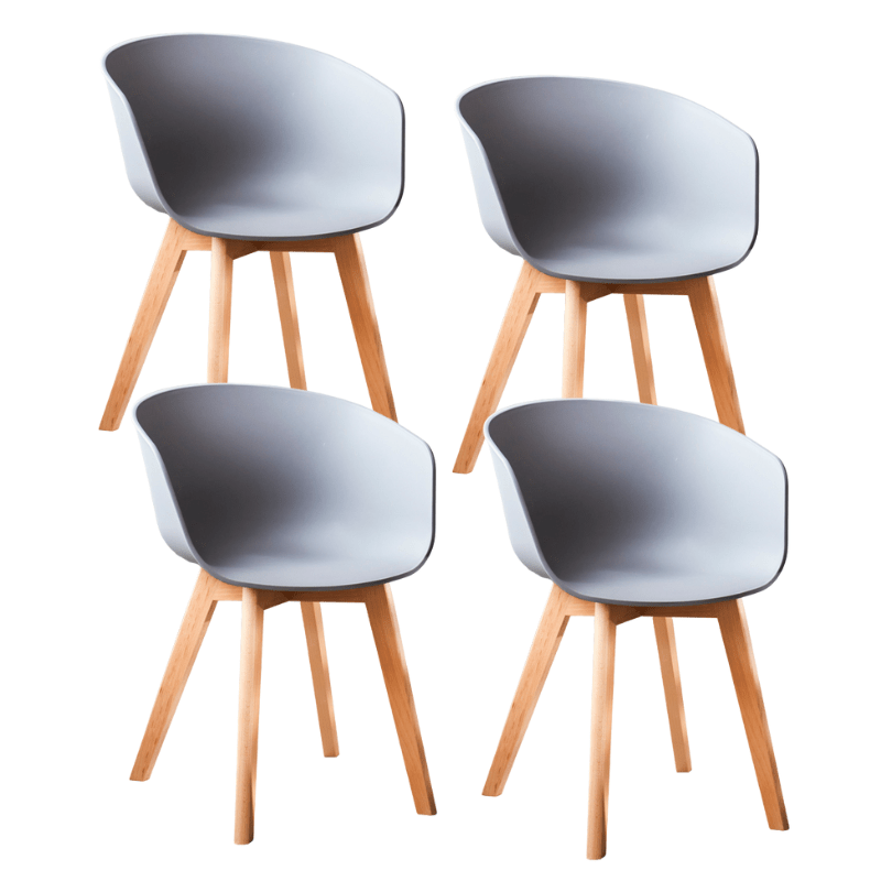 Ensemble de 4 chaises de salle à manger Herning scandinave gris – Plastique et bois de hêtre