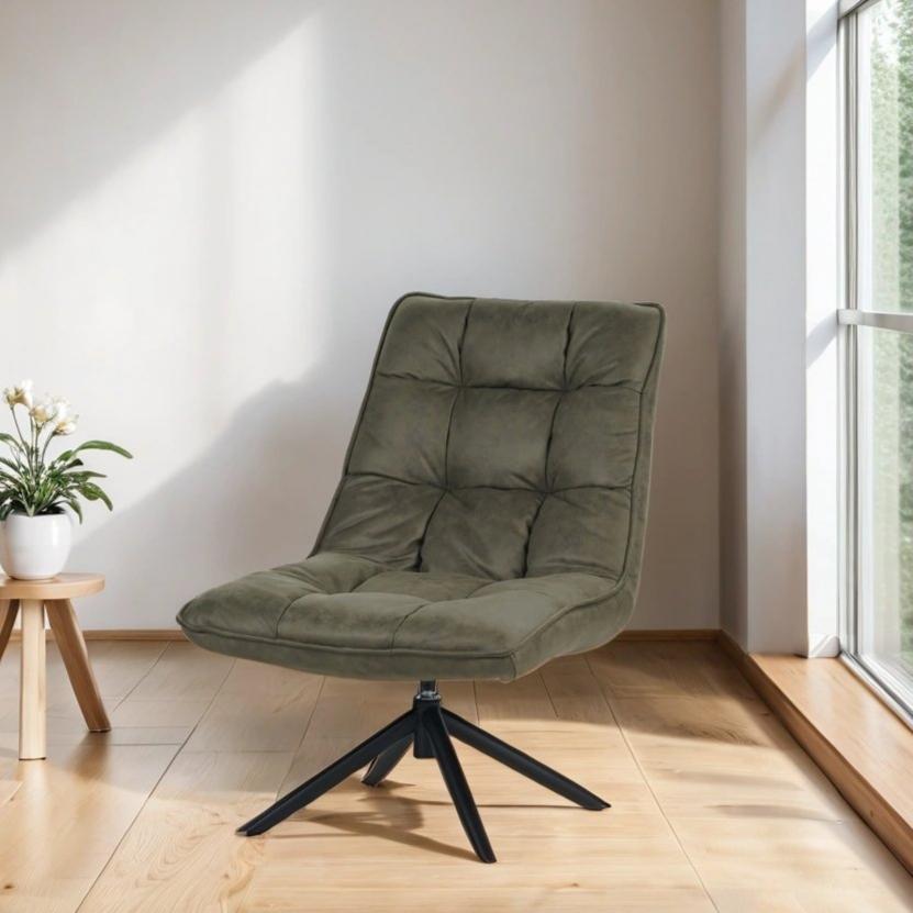 Fauteuil pivotant Yuki Vert Cuir écologique Pivotant à 360°