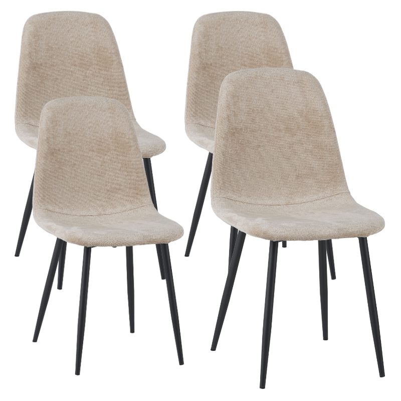 Ensemble de 4 chaises de salle à manger scandinaves en tissu chenille beige Swift - Sans accoudoirs