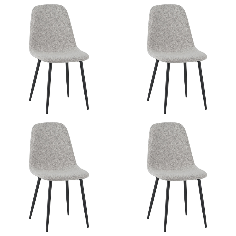 Ensemble de 4 chaises de salle à manger scandinaves en tissu bouclé naturel mélangé Swift - Sans accoudoirs