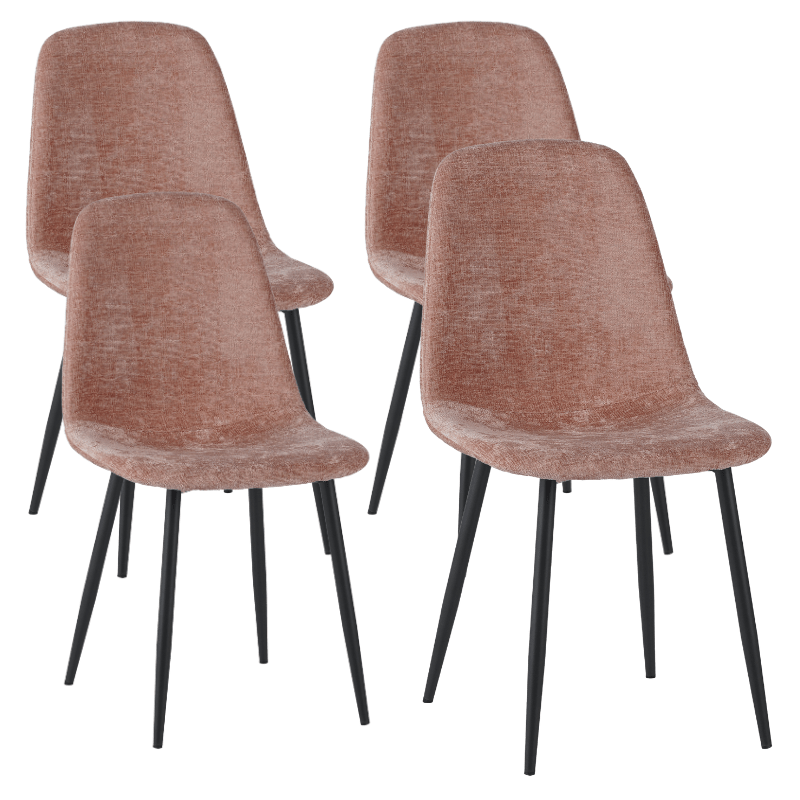 Ensemble de 4 chaises de salle à manger scandinaves en chenille rose ancien Swift - Sans accoudoirs