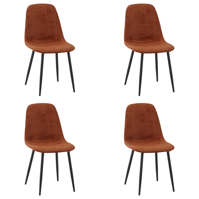 Lot de 4 chaises de salle à manger scandinaves Swift – Tissu chenille terracotta
