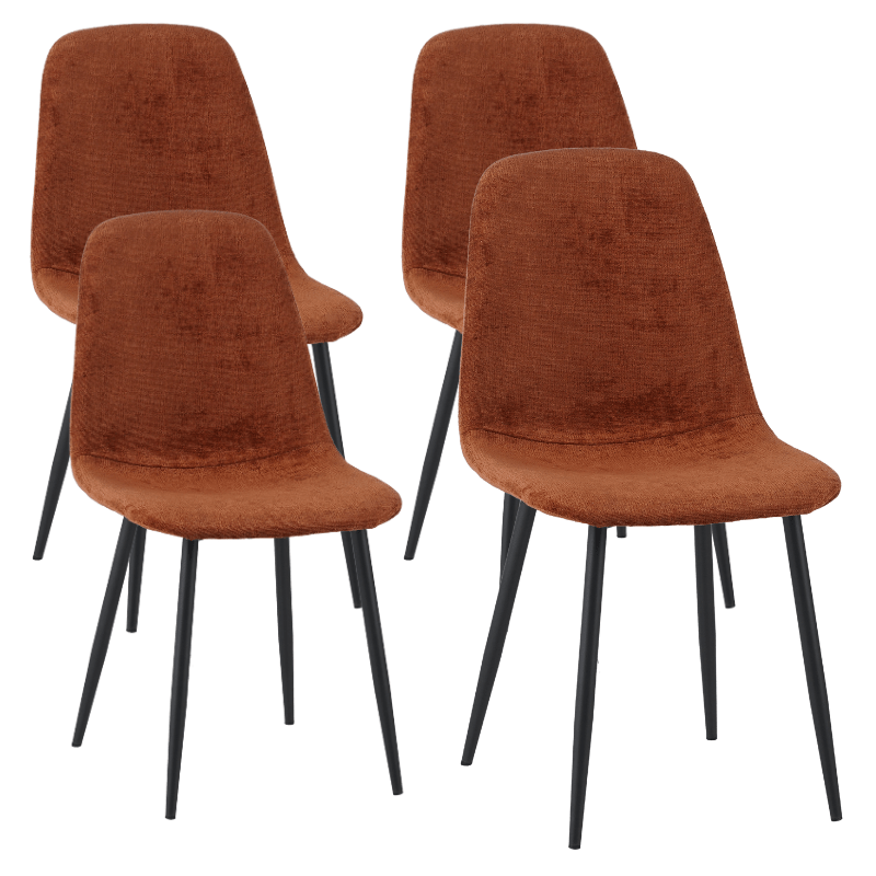 Lot de 4 chaises de salle à manger scandinaves Swift – Tissu chenille terracotta
