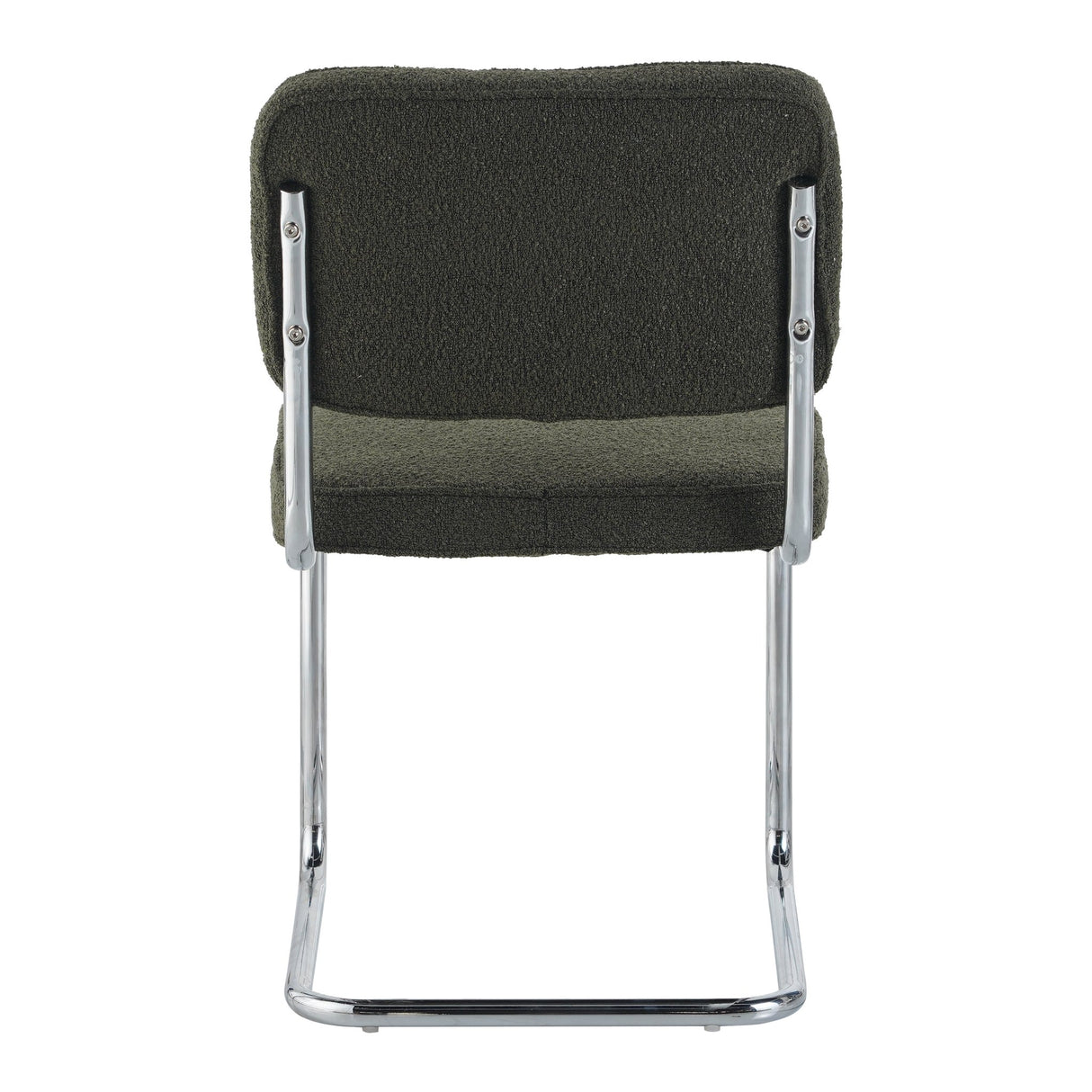 Chaise de salle à manger moderne verte en tissu bouclé Sway - cadre en chrome - sans accoudoirs