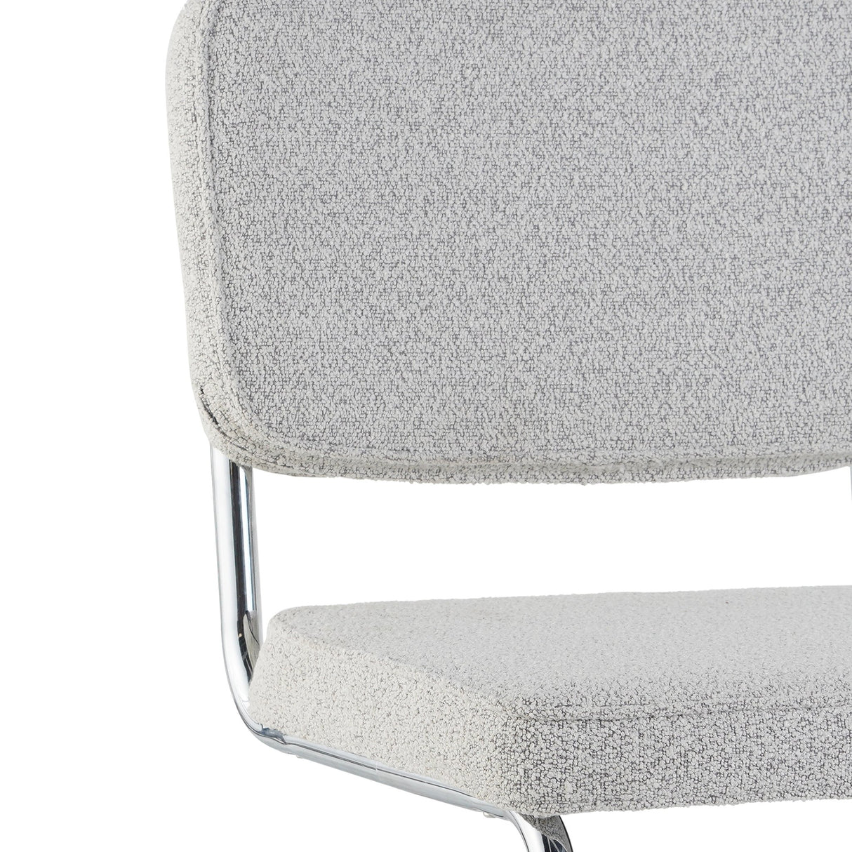 Chaise de salle à manger moderne verte en tissu bouclé Sway - cadre en chrome - sans accoudoirs