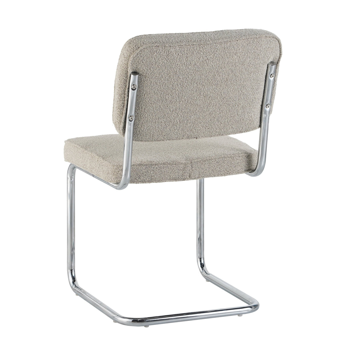 Chaise de salle à manger moderne couleur sable en tissu bouclé Sway - cadre en chrome - sans accoudoirs