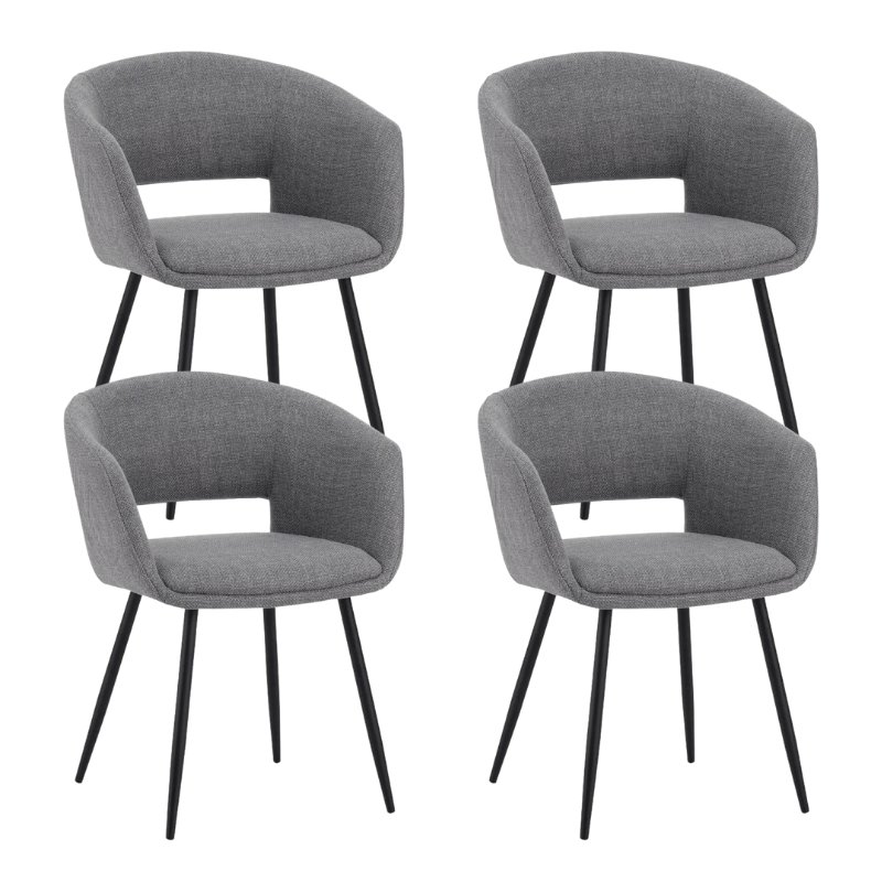 Ensemble de 4 chaises de salle à manger scandinaves en tissu gris foncé - Avec accoudoirs