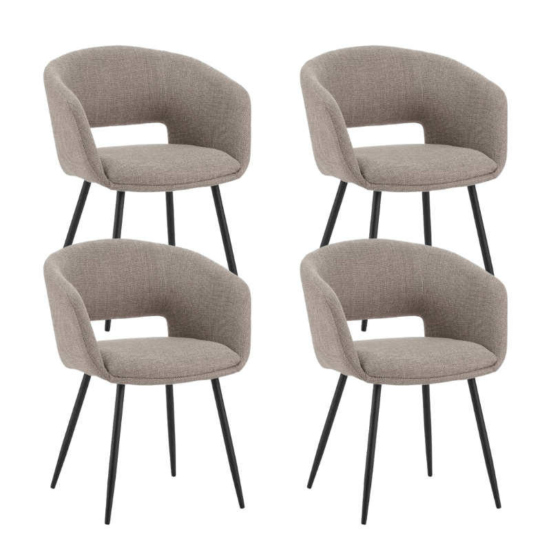 Ensemble de 4 chaises de salle à manger scandinaves en tissu taupe Don - Avec accoudoirs