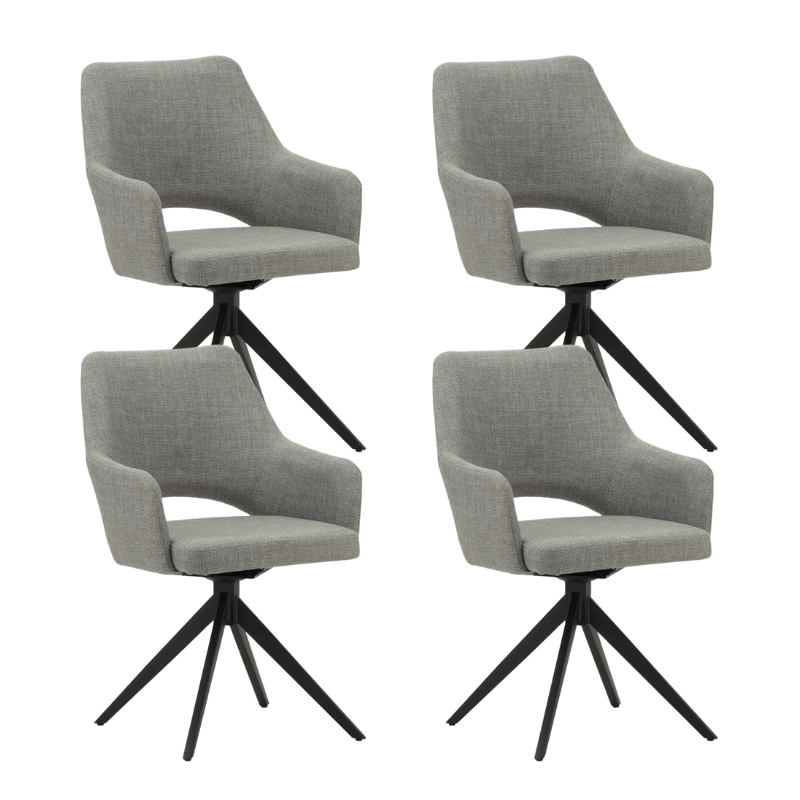 Ensemble de 4 Chaises de Salle à Manger Pivotantes Sid Gris Tissu - Avec Accoudoirs
