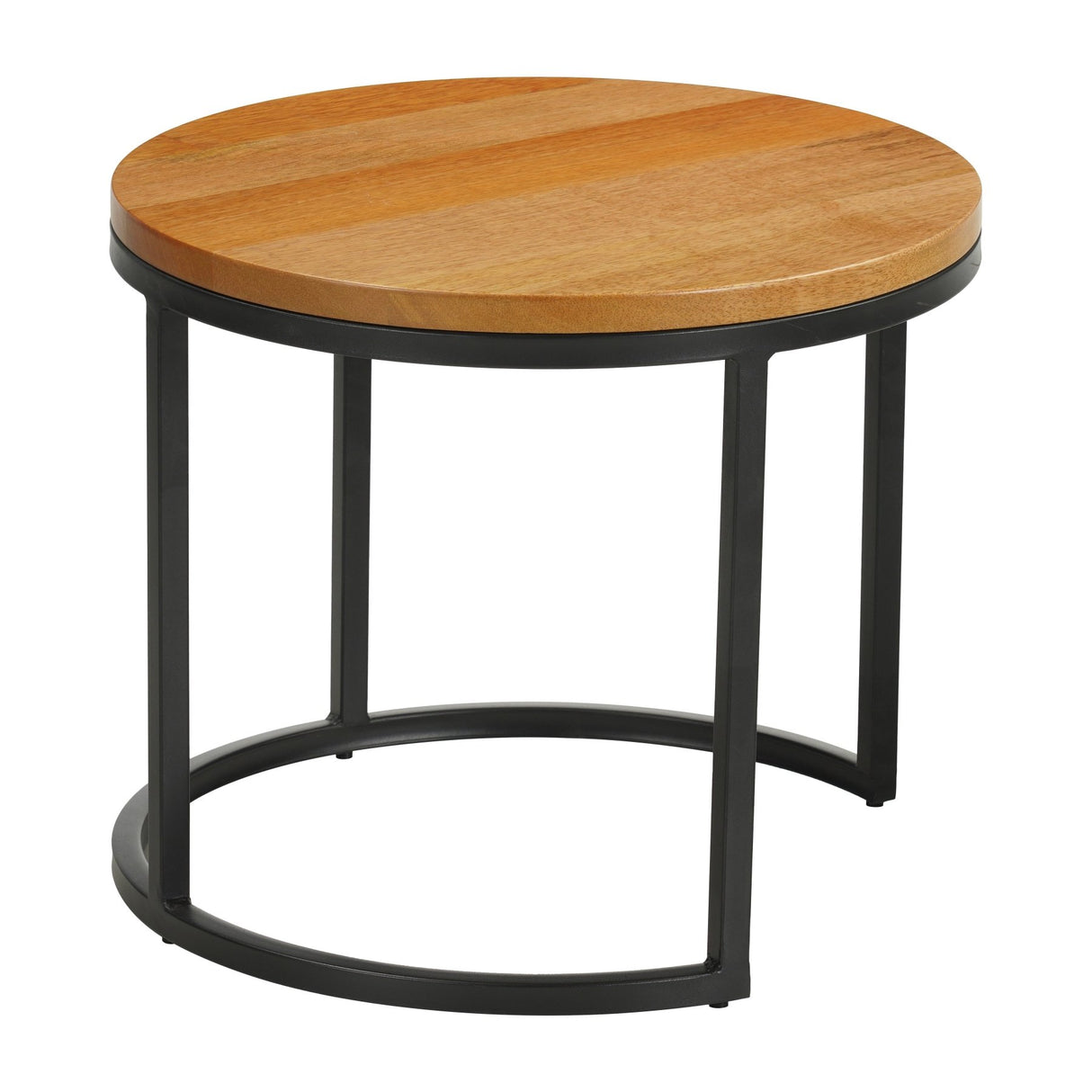 Tables basses-Lot de 2 tables basses rondes naturel Bois de manguier - industriel - Rosy-Dimehouse