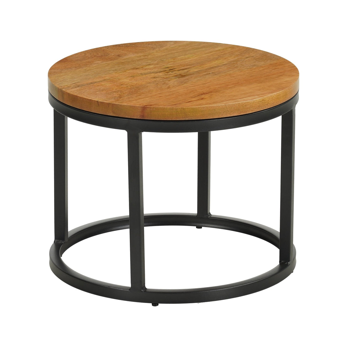 Tables basses-Lot de 2 tables basses rondes naturel Bois de manguier - industriel - Rosy-Dimehouse