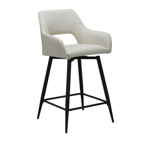 Tabouret de bar rotatif en tissu beige Skye - Hauteur d'assise 67 cm - Avec accoudoirs