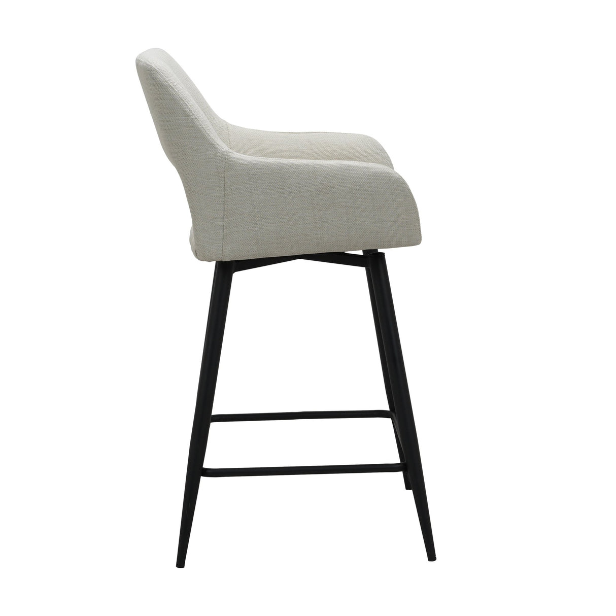 Tabouret de bar rotatif en tissu beige Skye - Hauteur d'assise 67 cm - Avec accoudoirs