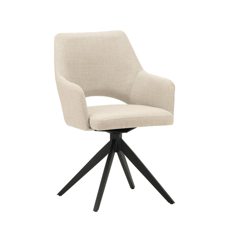 Chaise de salle à manger pivotante moderne en tissu beige Sid - Avec accoudoirs