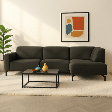 Fabric de canapé d'angle industriel Anthracite Vérone à droite