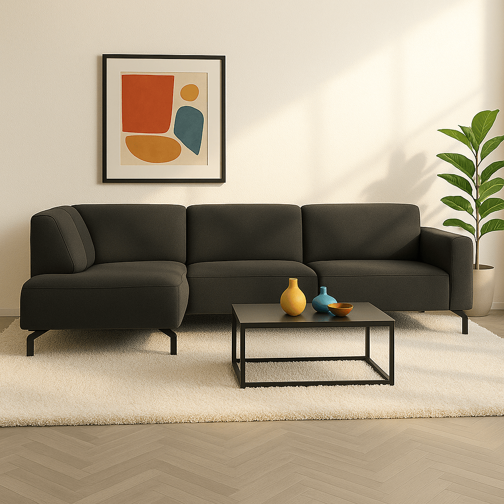 Fabric de canapé d'angle industriel Anthracite Vérone gauche