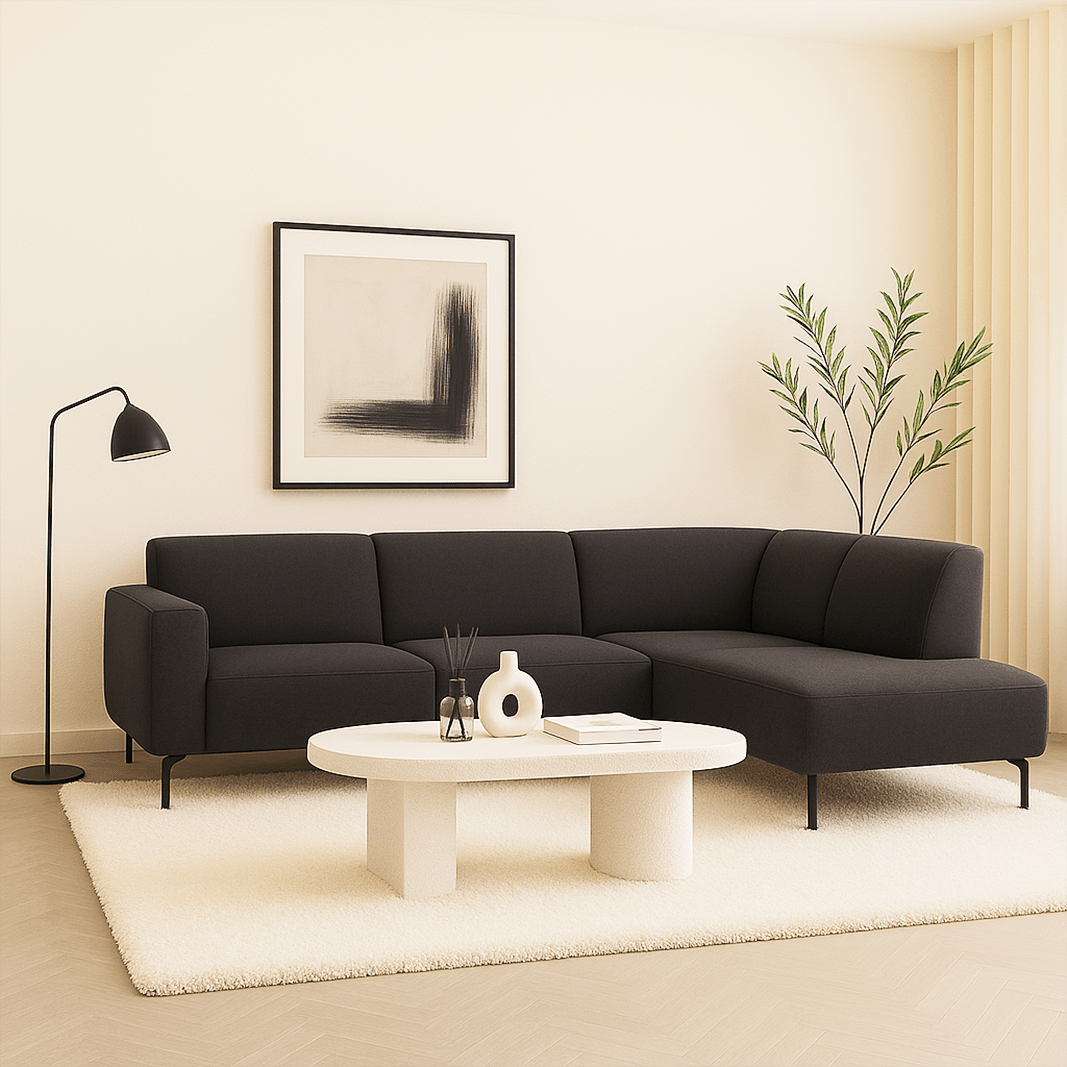 Fabric de canapé d'angle industriel Anthracite Vérone à droite