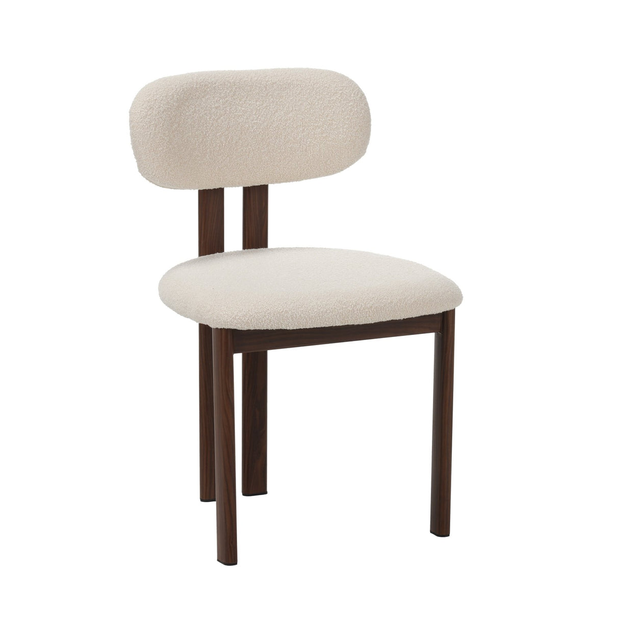 Chaise de salle à manger Japandi Miyo Bouclé Ivoire - Cadre en noyer