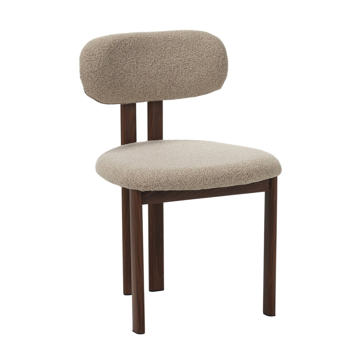 Chaise de salle à manger Japandi Miyo Bouclé Couleur Sable - Cadre en aspect Noyer