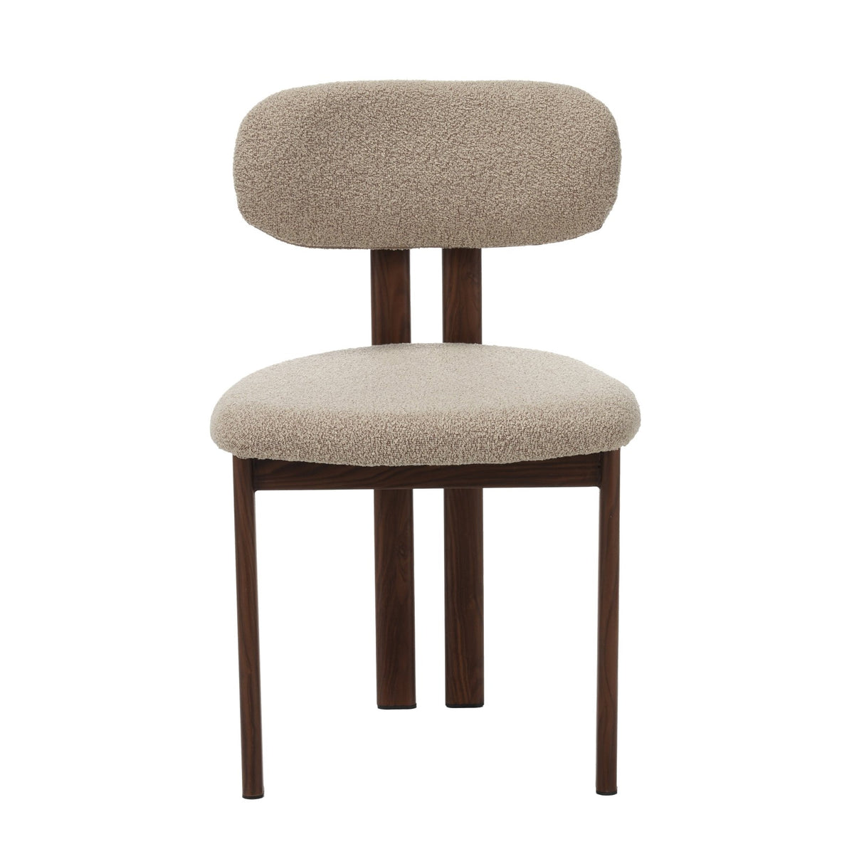 Chaise de salle à manger Japandi Miyo Bouclé Couleur Sable - Cadre en aspect Noyer