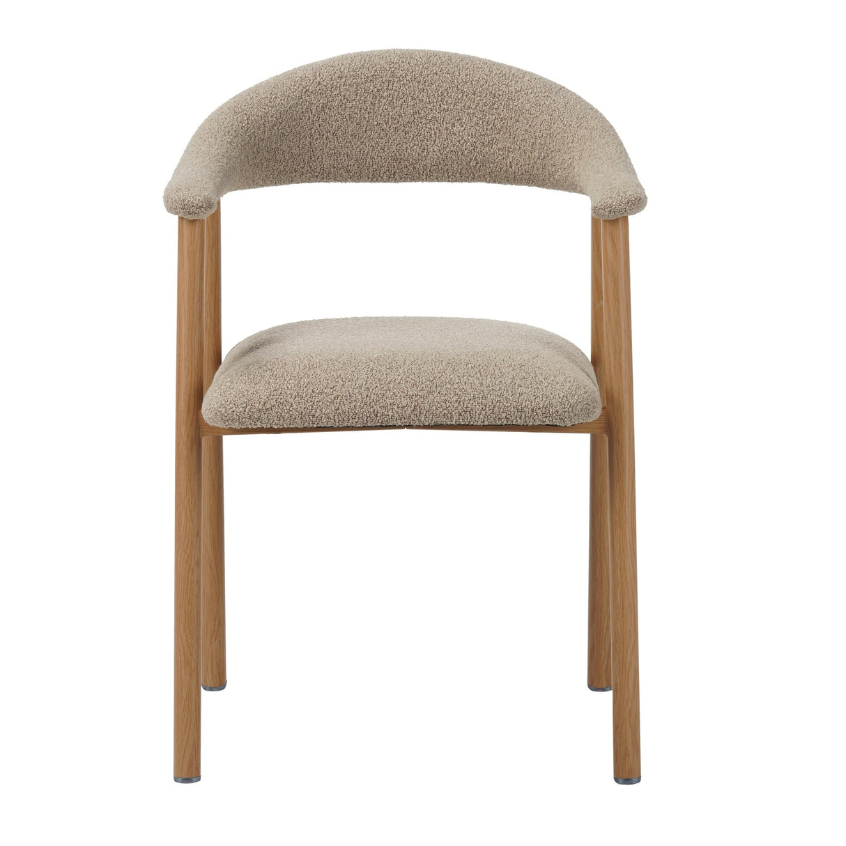 Chaise de salle à manger Japandi couleur sable Bouclé Suki - Cadre effet chêne - Avec accoudoirs