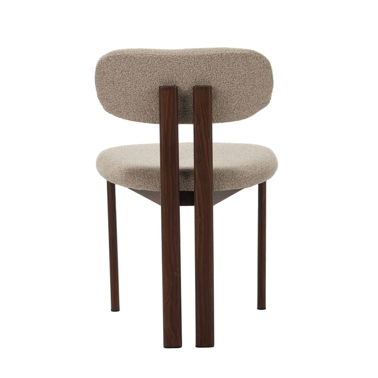 Chaise de salle à manger Japandi Miyo Bouclé Couleur Sable - Cadre en aspect Noyer