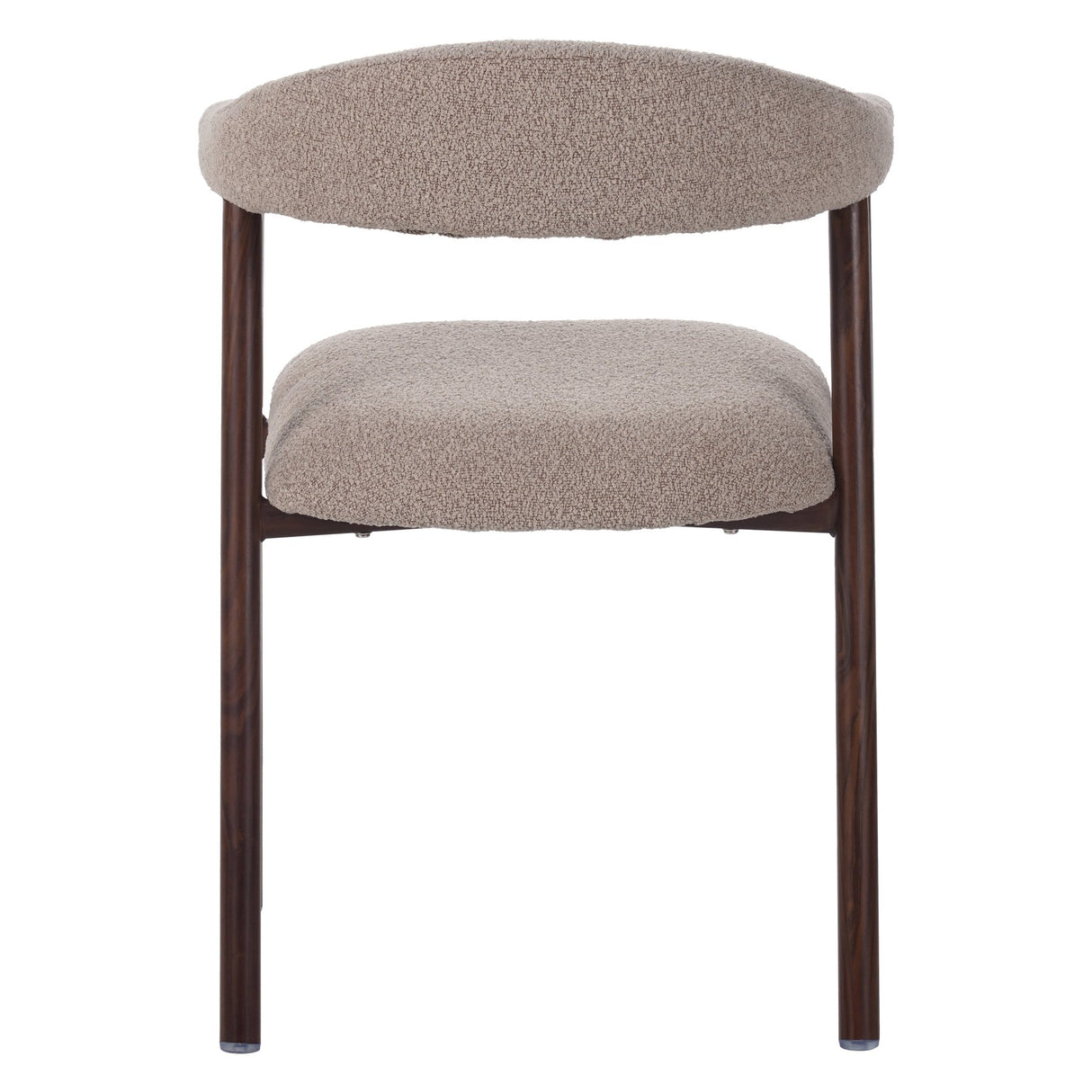 Chaise de salle à manger Japandi couleur sable Bouclé Suki - Cadre en noyer - Avec accoudoir