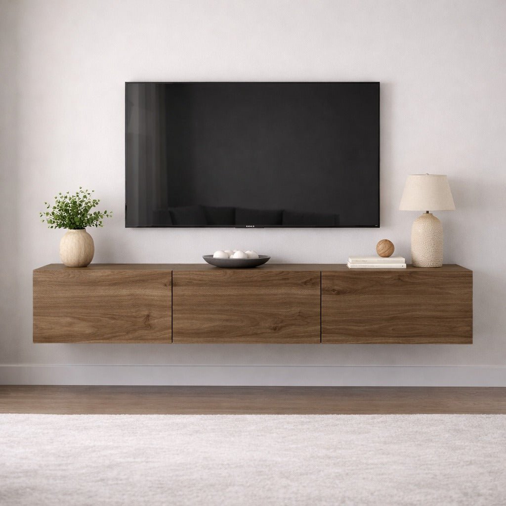 Zwevend TV Meubel Walnoot Melamine - 150x30 cm - West