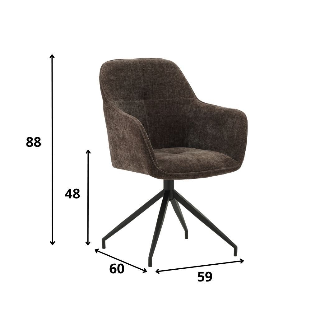 Chaise de salle à manger Camiel Dimehouse Marron LxlxH 62x61x54 Tissu Blanc indication de la taille de la photo