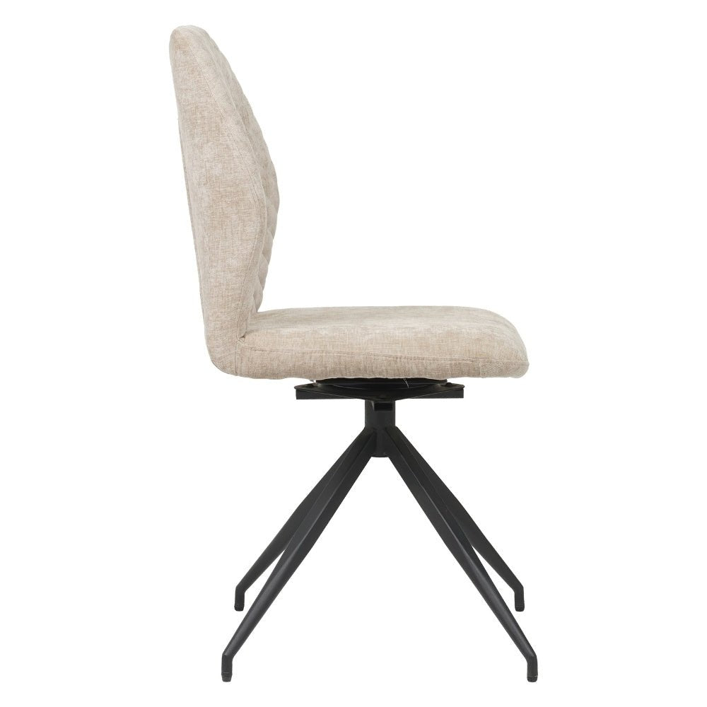 Chaise de salle à manger Charly chenille Dimehouse Beige LxlxH 67x60x51 Tissu Blanc photo vue de côté