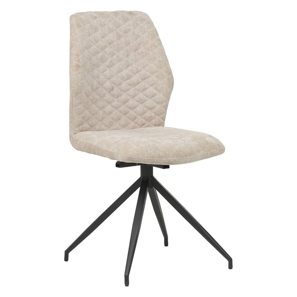 Chaise de salle à manger Charly chenille Dimehouse Beige LxlxH 67x60x51 Tissu Blanc photo vue de face en diagonale