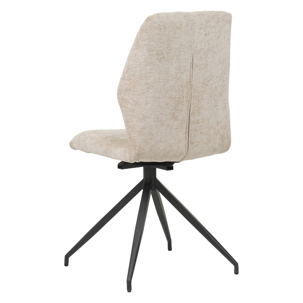 Chaise de salle à manger Charly chenille Dimehouse Beige LxlxH 67x60x51 Tissu Blanc photo vue arrière en diagonale