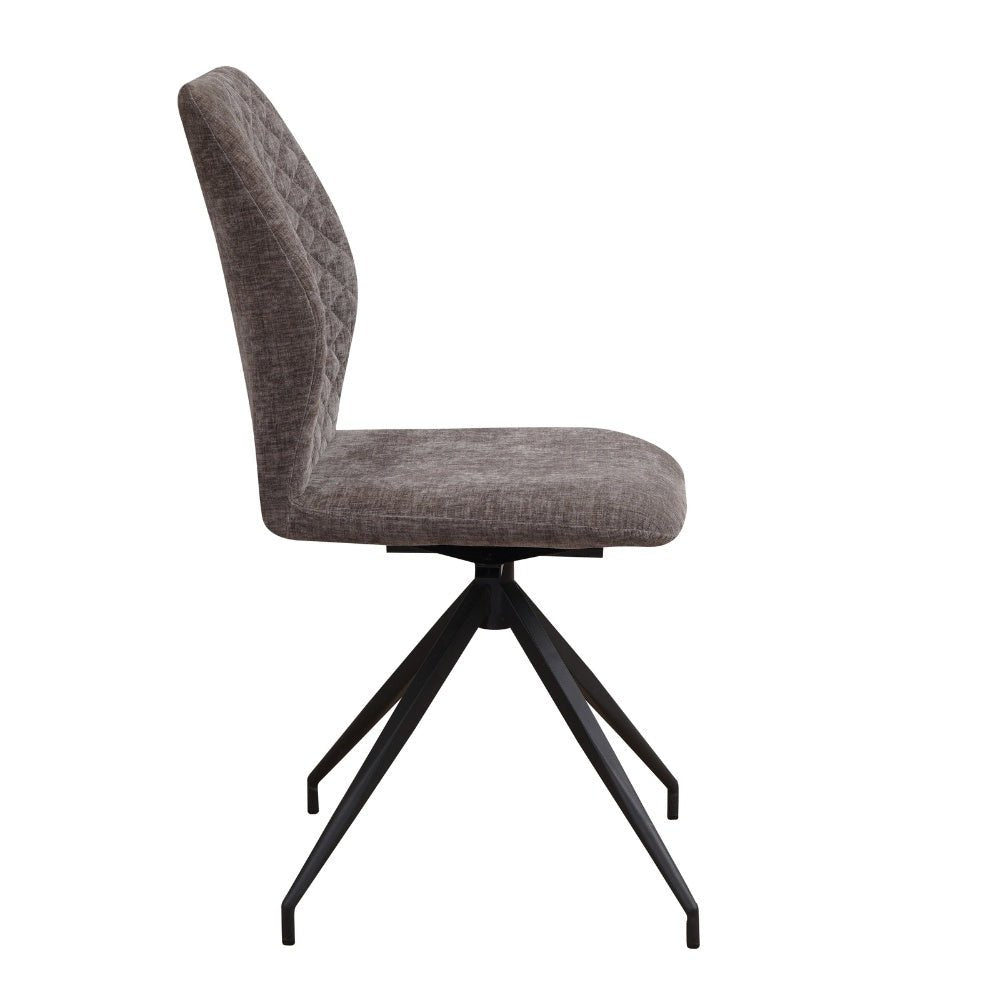 Chaise de salle à manger Charly chenille Dimehouse Taupe LxlxH 67x60x51 Tissu Blanc photo vue de côté