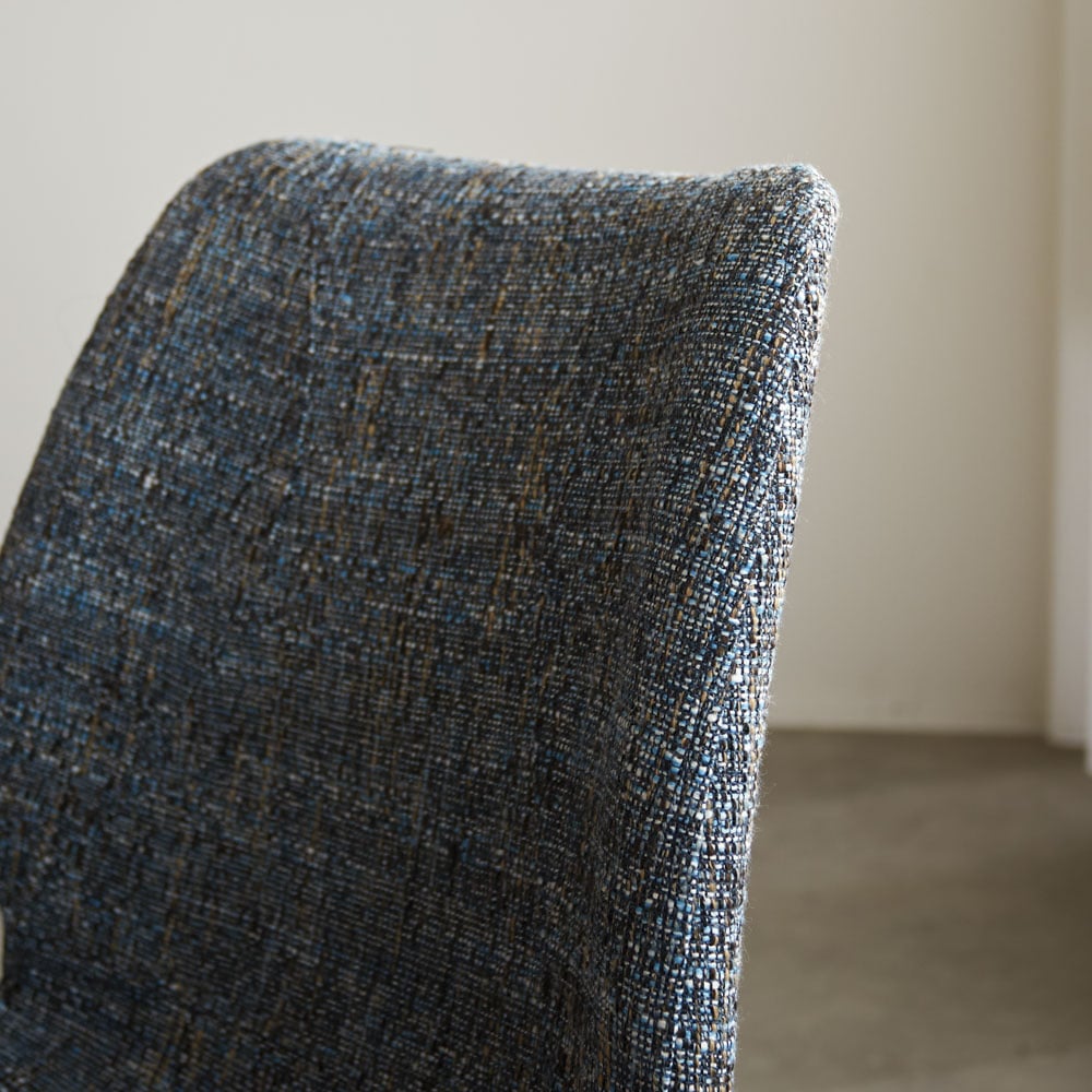 Chaise de salle à manger Beau chenille Dimehouse Bleu LxlxH 72x68x50 Tissu Détail photo d'ambiance