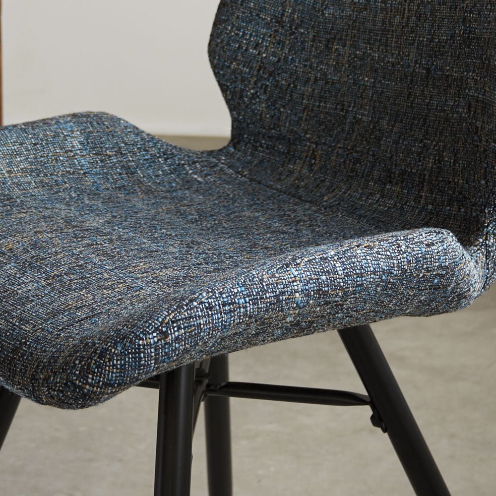 Chaise de salle à manger Beau chenille Dimehouse Bleu LxlxH 72x68x50 Tissu Détail photo d'ambiance