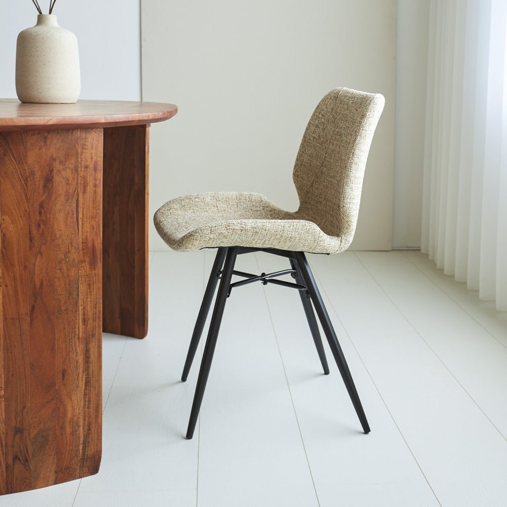 Chaise de salle à manger Beau chenille Dimehouse Blanc LxlxH 72x68x50 Tissu Photo d'ambiance vue latérale