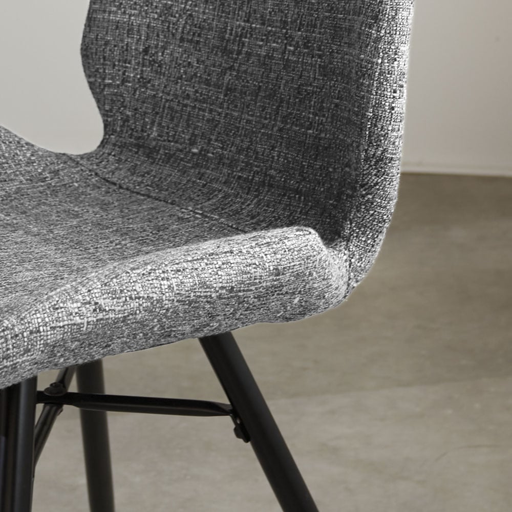 Chaise de salle à manger Beau chenille Dimehouse Gris LxlxH 72x68x50 Tissu Détail photo d'ambiance