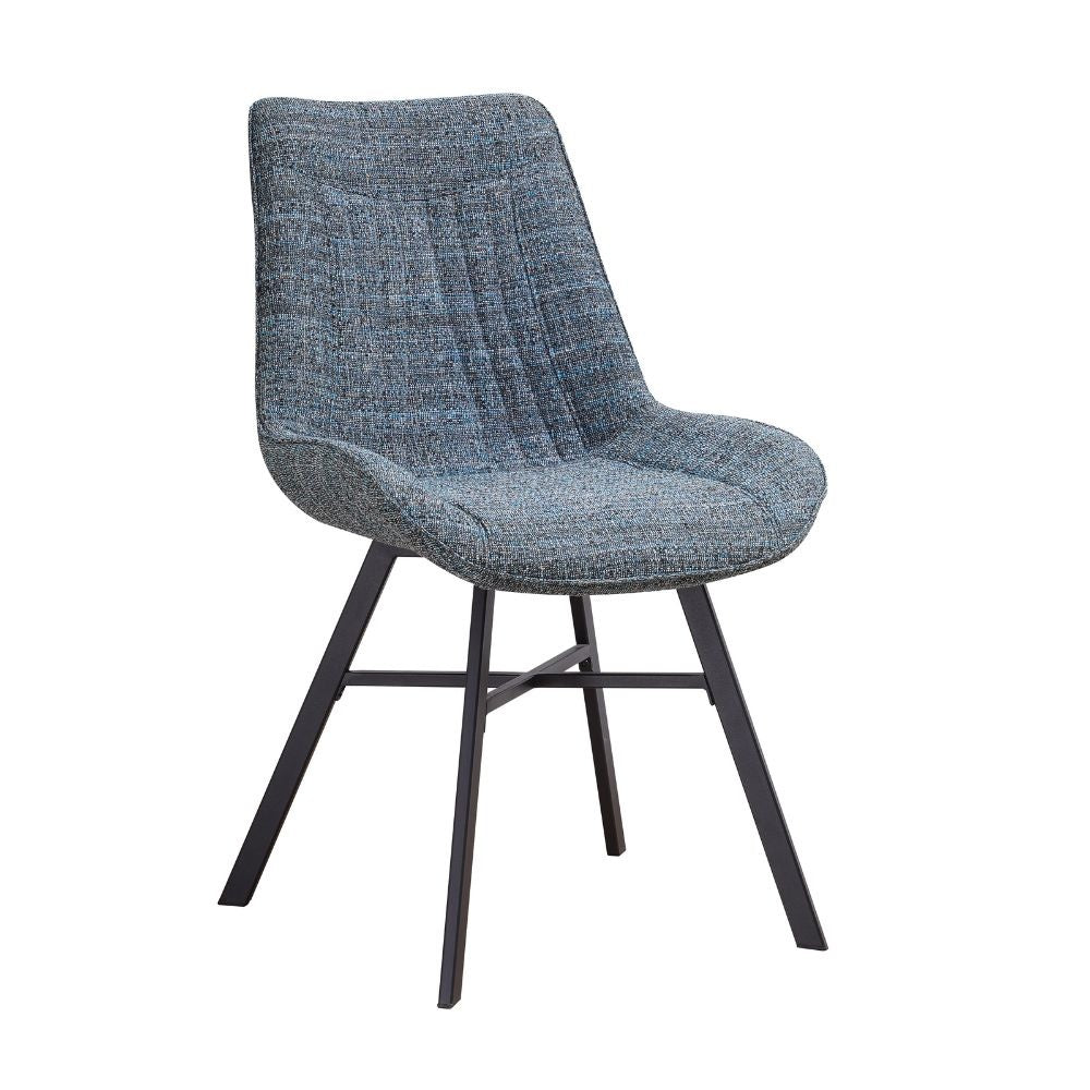 Chaise de salle à manger Jada Chenille Dimehouse Bleu LxlxH 79x57x53 Tissu Blanc photo vue de face en diagonale