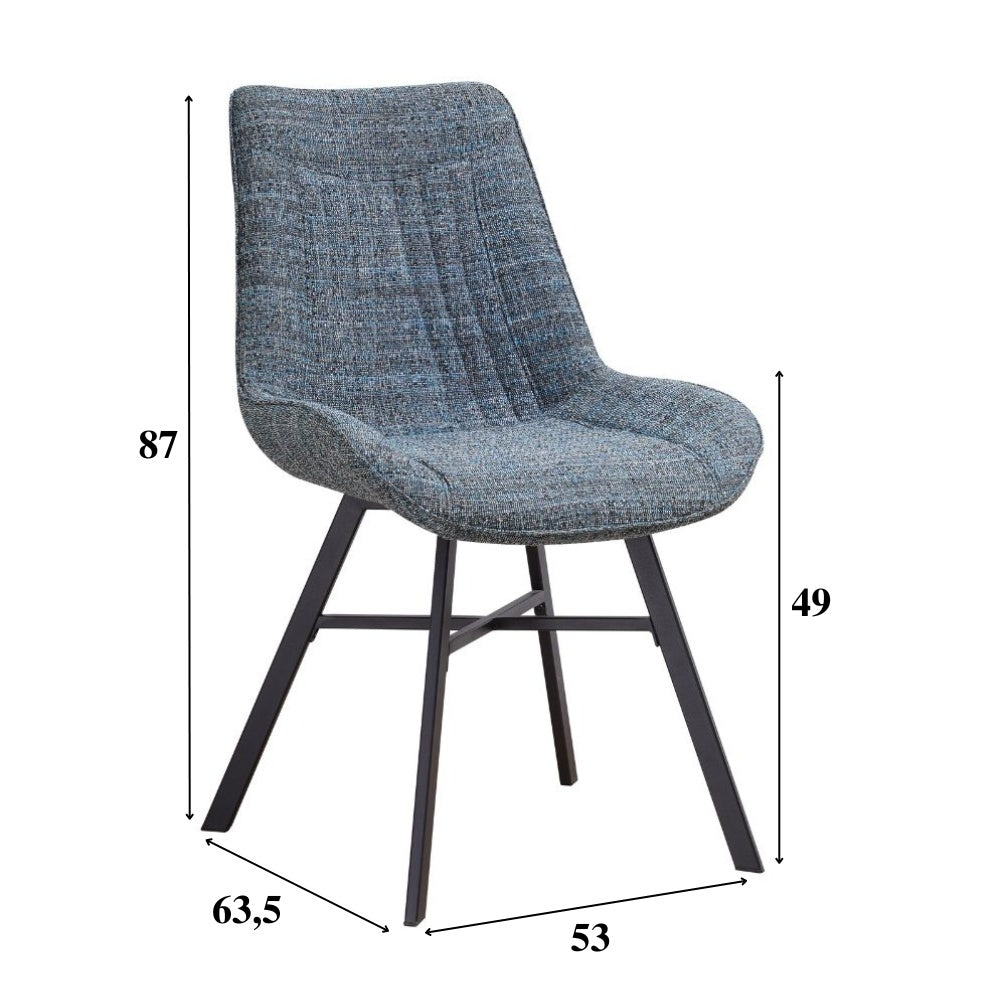 Chaise de salle à manger Jada Chenille Dimehouse Bleu LxlxH 79x57x53 Tissu Blanc indication de la taille de la photo