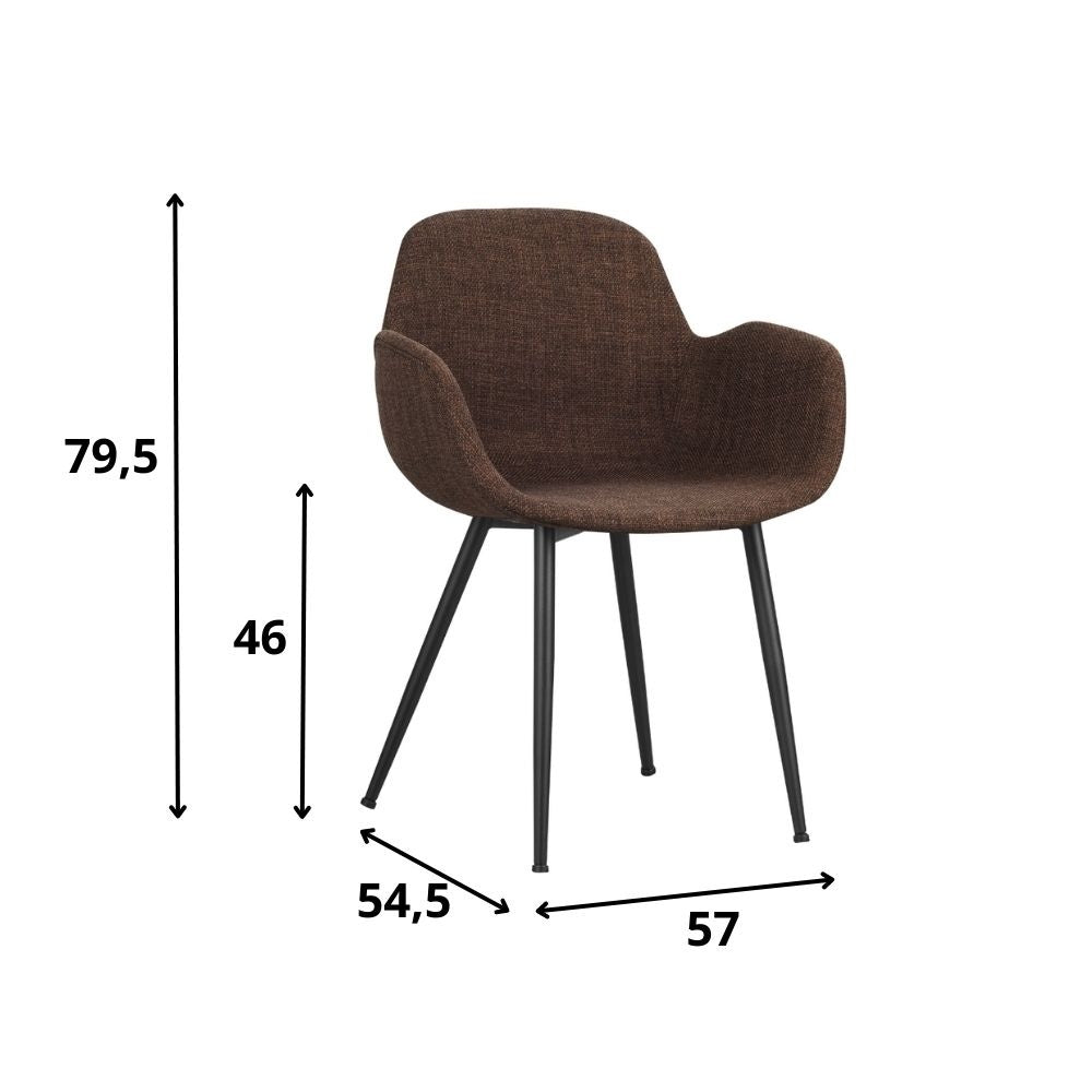 Chaise de salle à manger Mick Dimehouse Marron LxlxH 64x62x59 Tissu Blanc indication de la taille de la photo