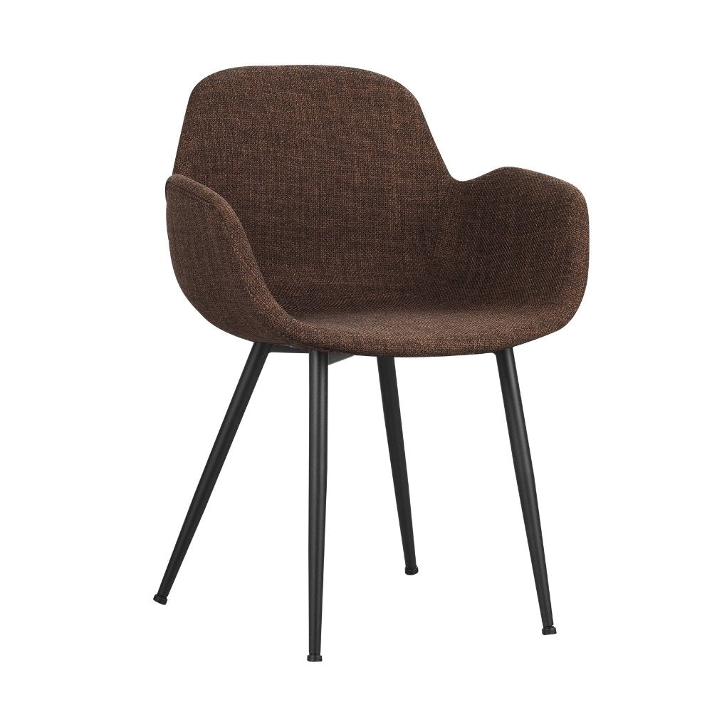 Chaise de salle à manger Mick Dimehouse Marron LxlxH 64x62x59 Tissu Blanc photo vue de face en diagonale