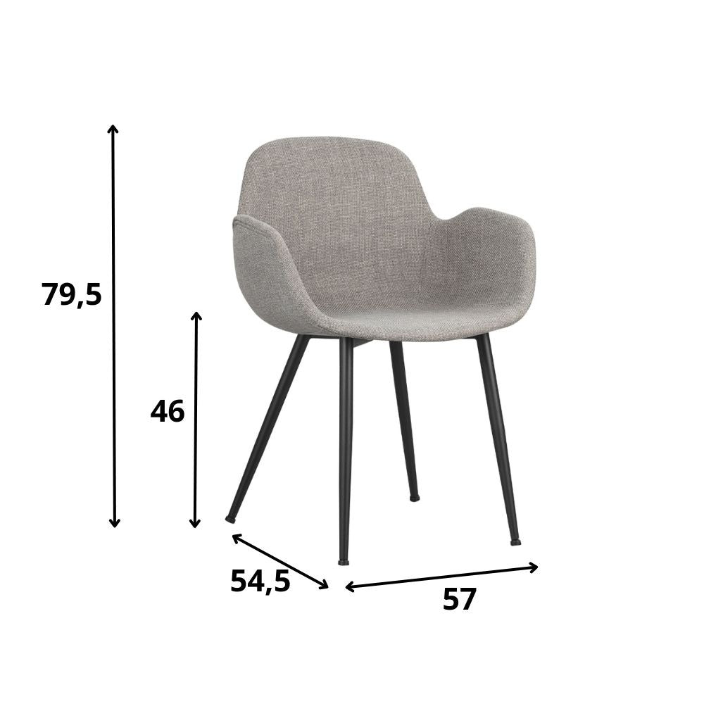 Chaise de salle à manger Mick Dimehouse Gris LxlxH 64x62x59 Tissu Blanc indication de la taille de la photo