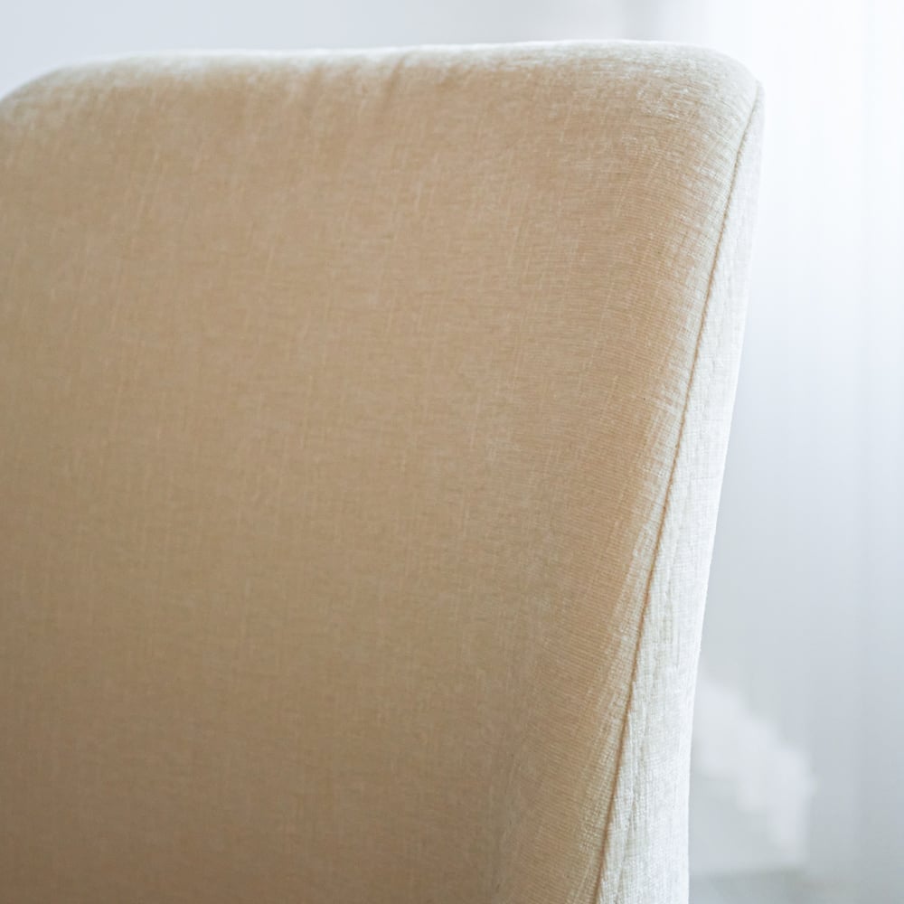 Chaise de salle à manger Noli Chenille Dimehouse Blanc LxlxH 73x65x53 Tissu Détail photo d'ambiance