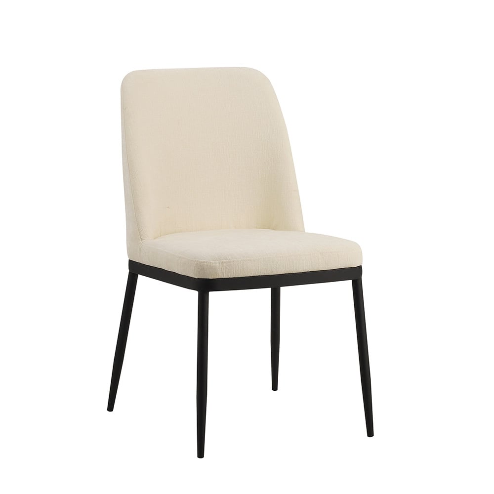 Chaise de salle à manger Noli Chenille Dimehouse Blanc LxlxH 73x65x53 Tissu Photo blanche vue de face en diagonale