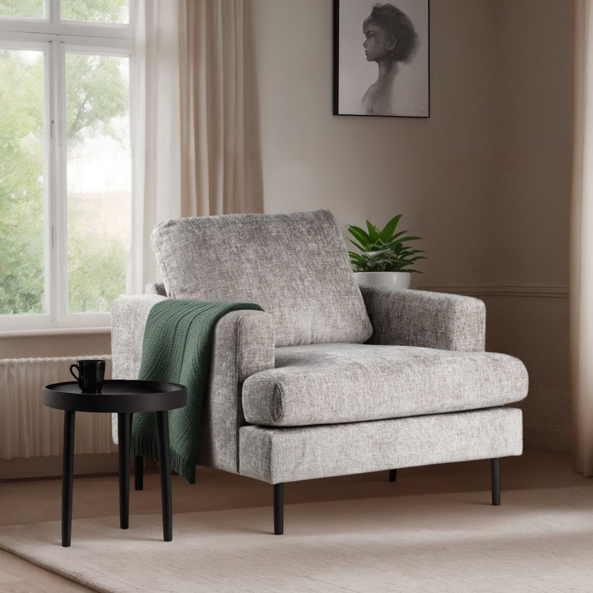 Fauteuil Faya DH Intérieur Beige Photo d'ambiance vue diagonale de face