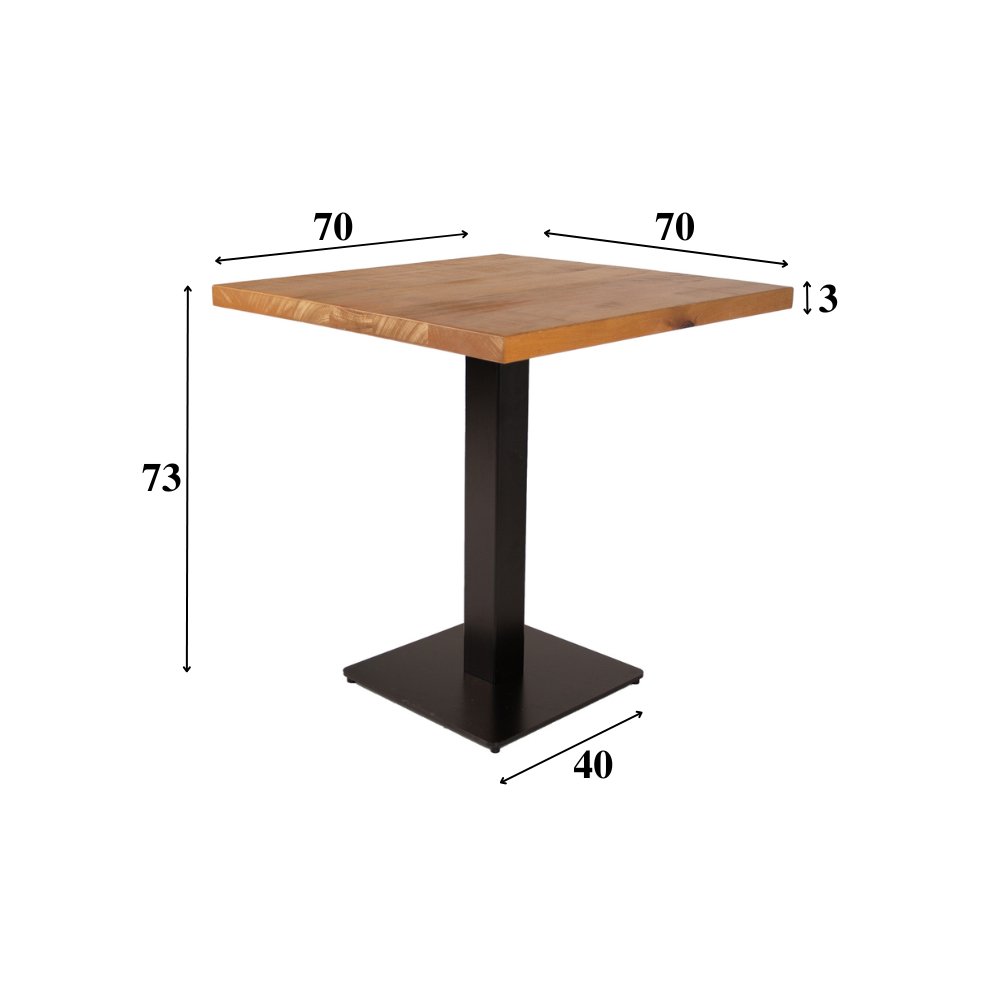 Table à manger Table de bistro Carrée Dimehouse Marron LxlxH 77x77x7 Bois de manguier Indication de la taille de la photo blanche