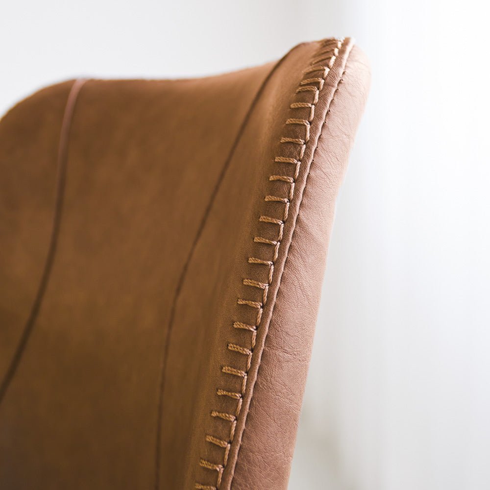 Chaise de salle à manger Beau cuir artificiel Dimehouse Cognac LxlxH 72x68x50 Simili cuir Détail photo d'ambiance
