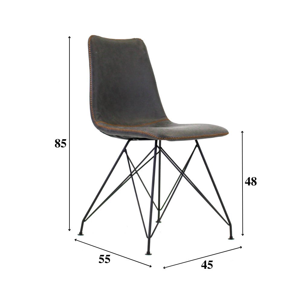 Chaise de salle à manger Viano Dimehouse Anthracite LxlxH 64x61x52 Simili cuir Blanc photo indication de taille
