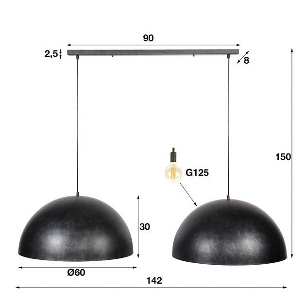 Lampe suspendue Dacia DH Intérieur Charbon LxlxH 128x67x38 Métal Blanc indication de la taille de la photo