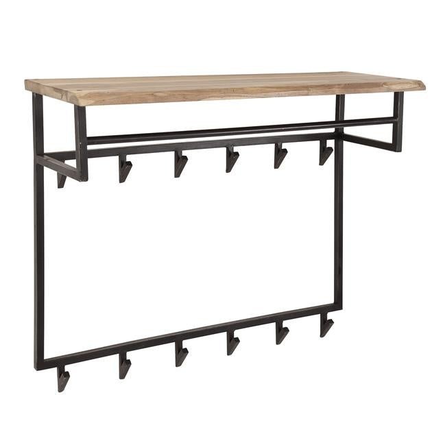 Porte-manteau Teun DH Intérieur Acacia LxlxH 102x84x35 Bois d'acacia Photo blanche vue de face diagonale